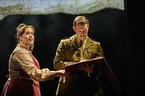 Sally Swanson (The Singer) and Chris Williams (Lieutenant Nicholls) in War Horse